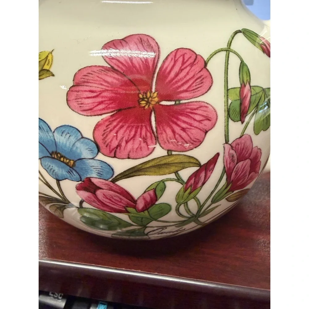Vtg Sadler England Botanic 6 Cup Teapot‎ Floral Wildflower Perennial Magenta Lid